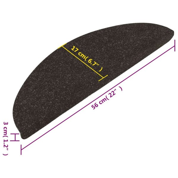 Berkfield Stair Mats Self-adhesive 10 pcs Black 56x17x3 cm