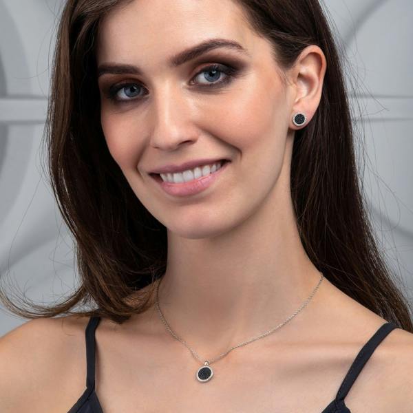 925 Silver Black and White Disc Pendant Necklace for Women - namana.london