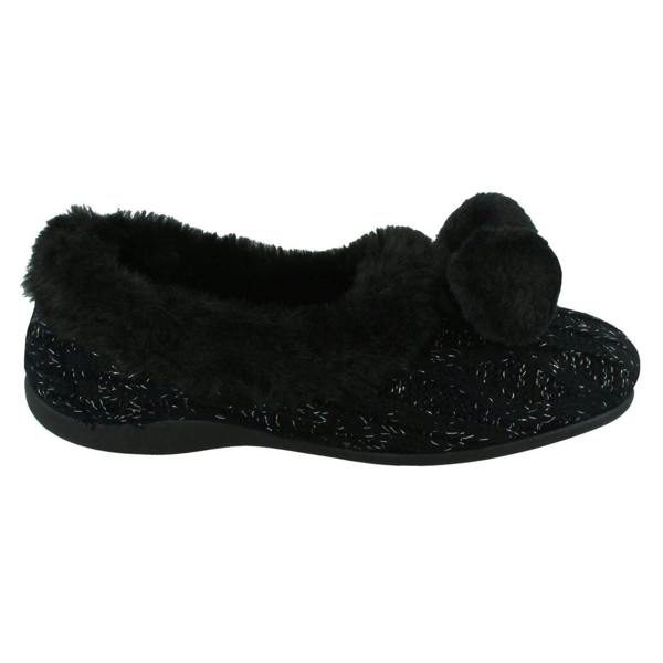 Rose Bank Ladies Rose Bank Memory Foam Knitted Pom Pom Slippers Chloe