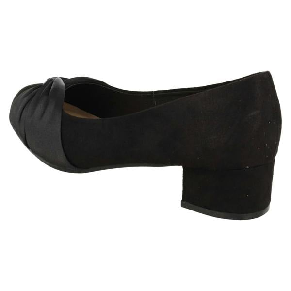 Spot On Ladies Spot On Block Heel Wide Fit Formal Satin Bow Court Shoes  F90150