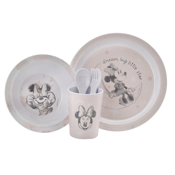 Disney Minnie Baby 5 Piece Melamine Feeding Set Cup Bowl Plate Cutlery