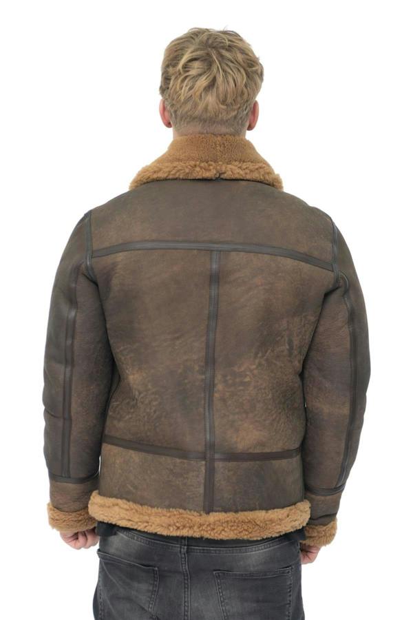 Infinity Leather Mens Antique B3 Sheepskin Jacket-Aviles