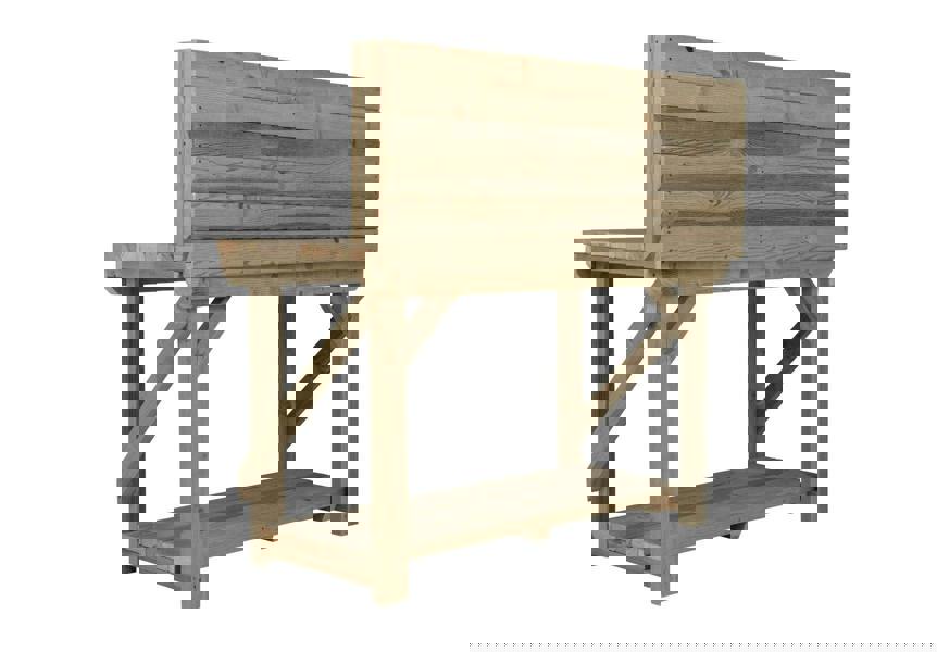 Indoor/Outdoor Pressure-Treated Single Shelf with back panel Workbench, a robust and versatile solution for all your workspace needs. Handcrafted in the UK, this workbench is constructed from high-quality, pressure-treated timber, ensuring durability and resistance to the elements, making it suitable for both indoor and outdoor use.