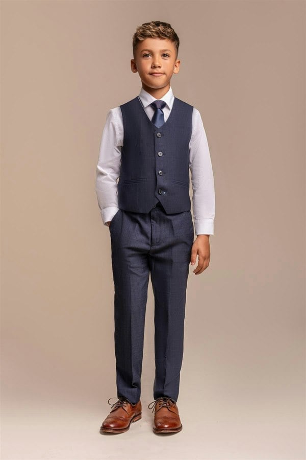 Boys Seeba Navy Waistcoat With Trouser Front