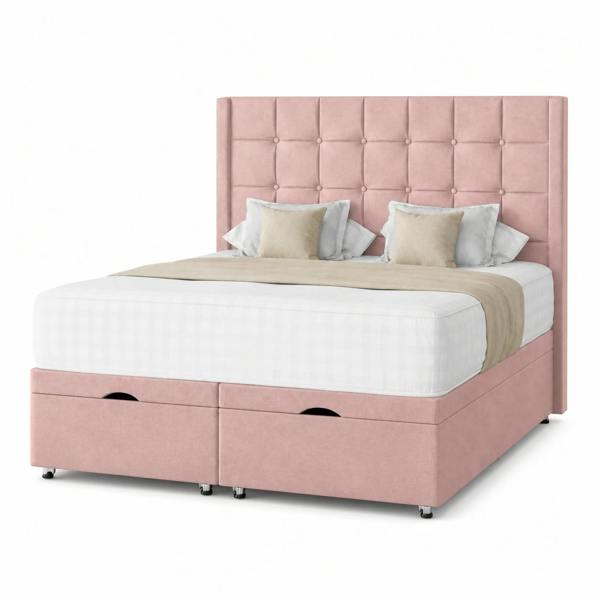 Great British Beds Havana Divan Ottoman Bed - Pink Plush