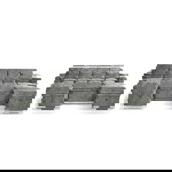 Furnishings For Less Alora 4–5 Seater Grey Fabric U-Shaped Sofa with Storage & Headrests