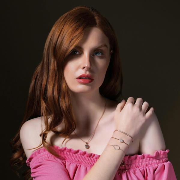 Rose Gold Halo Drop Pendant Necklace with Swarovski Crystals - namana.london