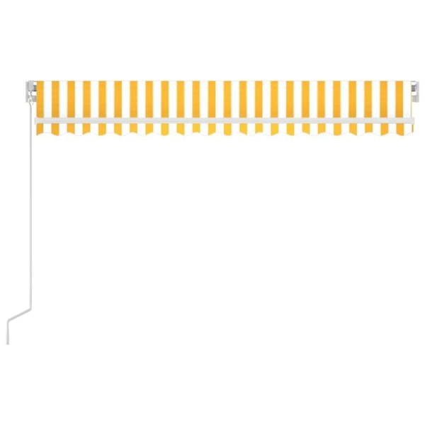 Berkfield Manual Retractable Awning with LED 450x350 cm Yellow and White
