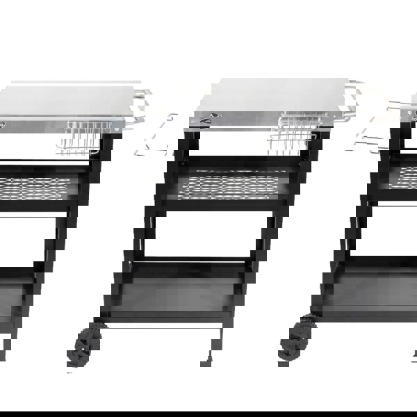 Stainless Steel Top BBQ & Grill Trolley - Food Prep Dolley Outdoor Cooking Stand - LoopsDirect