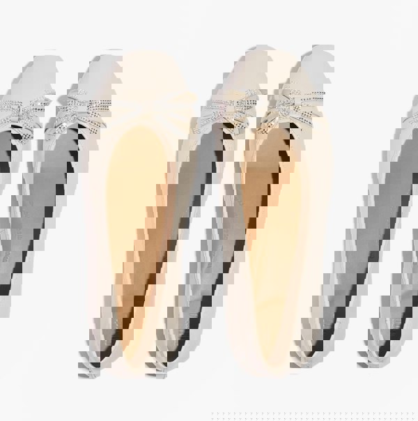 FitFlop DELICATO GLITZ-BOW LEATHER Womens Ballet Paris Beige