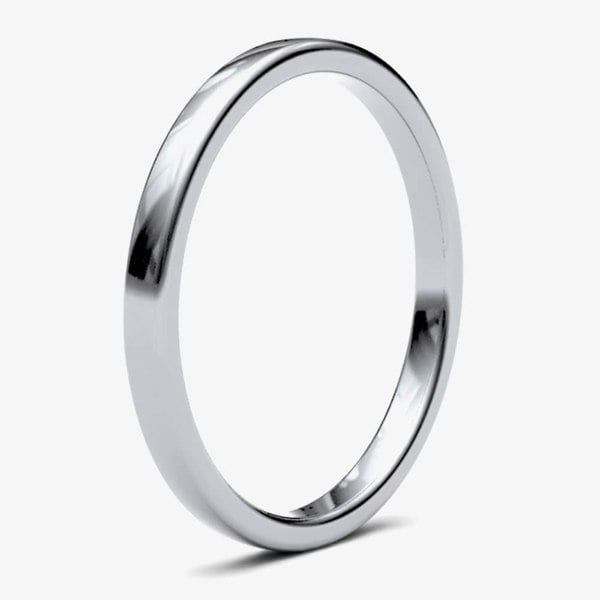 T. H. Baker Platinum 2.0mm Soft Court Wedding Ring 2LMS-PT