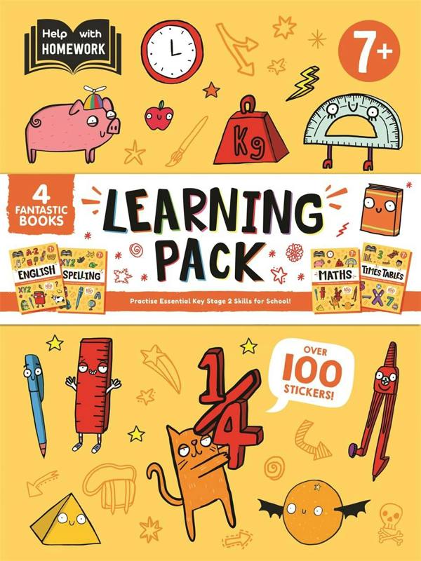 Help With Homework 7+ Learning Pack (4 workbooks to practise essential Key Stage 2 skills) | English, Maths, Spelling, Times Tables
