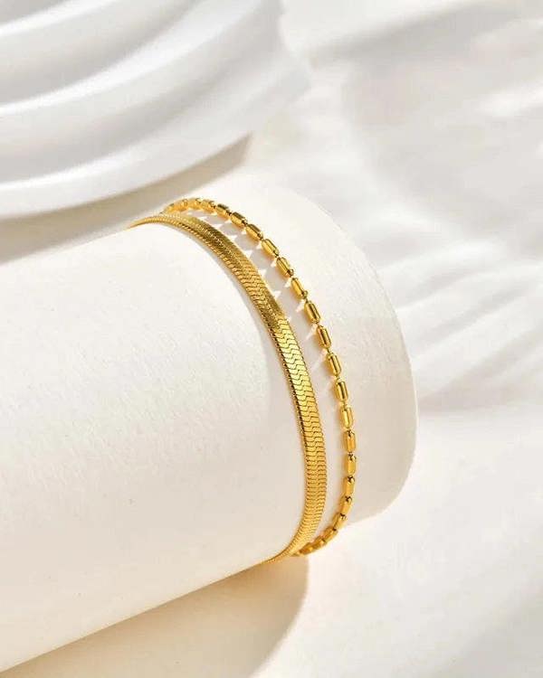 Elk & Bloom Gold Plated Duo Bead Chain Bracelet
