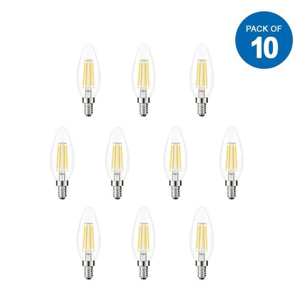 ENER-J LED Candle Light Bulbs 4W E14 Base, Warm White 2700K (Pack of 10pcs)