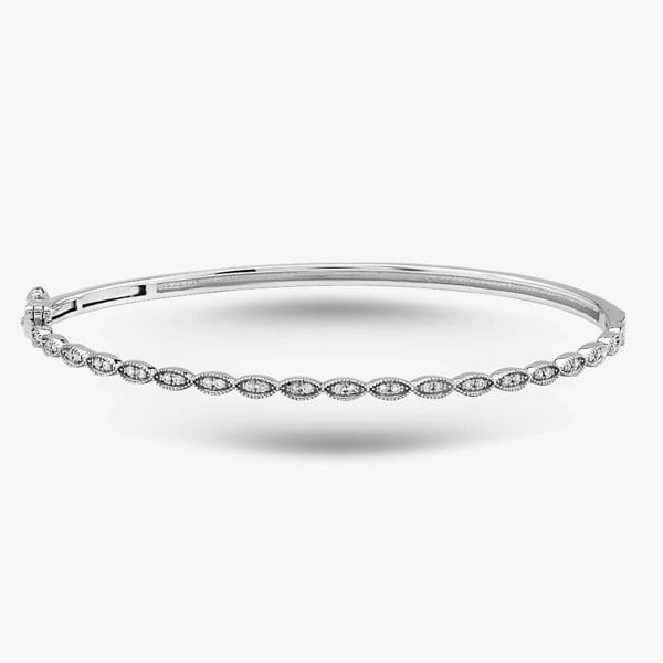 T. H. Baker 9ct White Gold 0.20ct Diamond Hinged Bangle BR877W/20-10