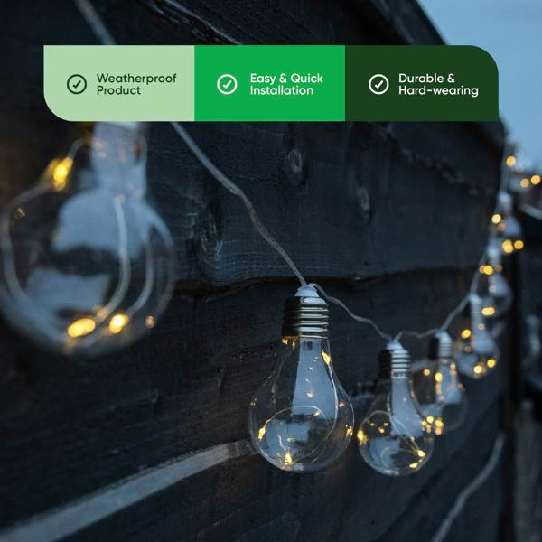 Gardenwize 10-Piece Solar String Lights – 2m Micro LED Bulb Lights