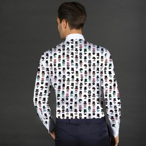 MUSTACHE MAN PRINTED TUXEDO SHIRT WITH BOWTIE - Premium Men's Patterned Shirt by Claudio Lugli | Bold Design, Tailored Fit, Best Printed Shirts