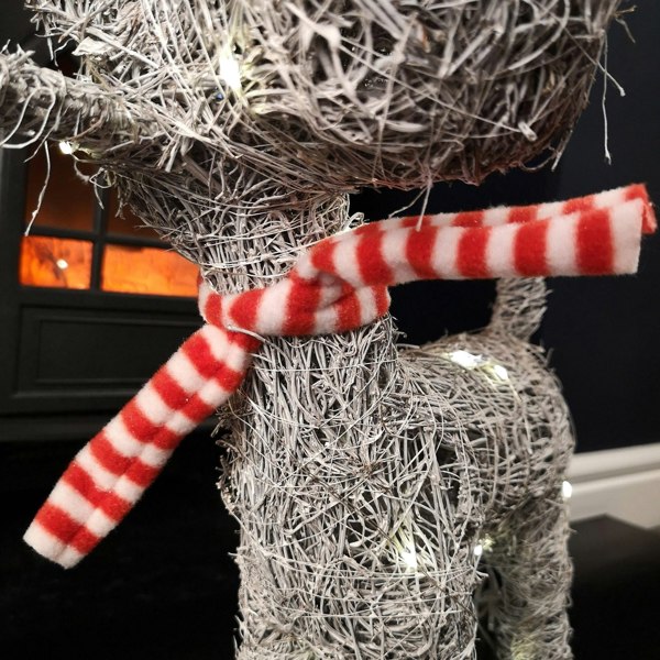 Samuel Alexander 51cm Battery Operated Rattan Woven Blitzen Reindeer with Warm White LEDs
