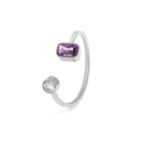 Say It With February Amethyst Birthstone Ring - Silver Plated