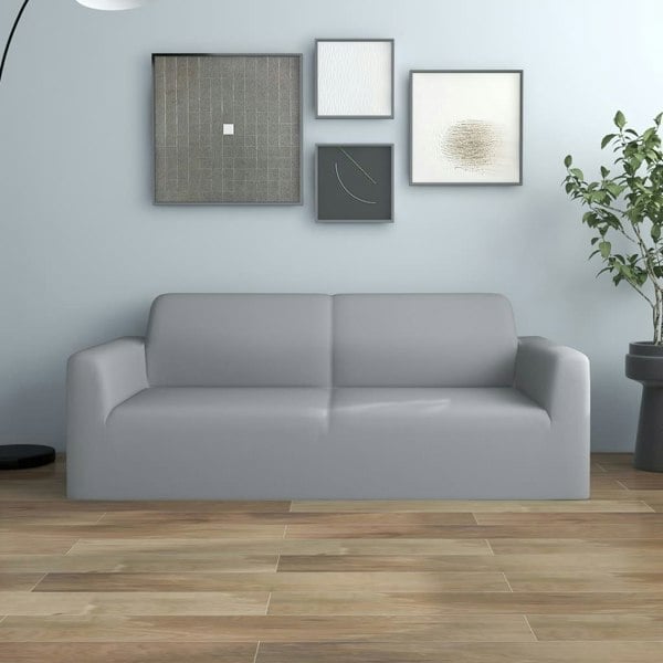 Berkfield 2-Seater Stretch Couch Slipcover Grey Polyester Jersey