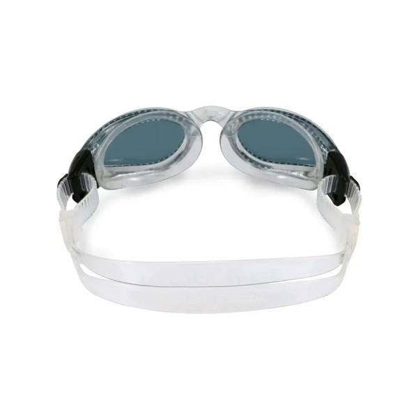 Silver and black Aqua Sphere Kaiman tinted lens goggles with clear strap