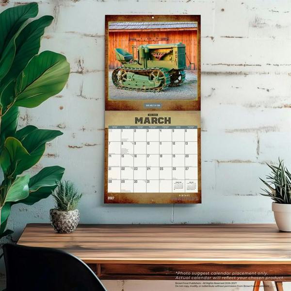 Vintage Tractors Calendar 2027, Wall Calendars, Month To View, Transport, Gift