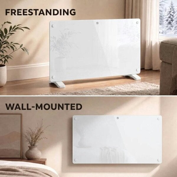 1500W Smart Panel Heater Wall Mounted & Freestanding, Electric Heater with Weekly Timer, Open Window & Anti-Frost, White
