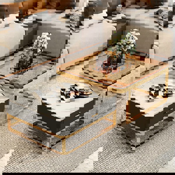 Horace Square Coffee Table, Tan & White-Ritconcept-Rit Concept