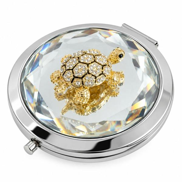 Love EMVY Sparkly Turtle Compact Mirror - Silver