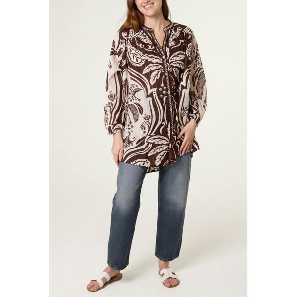 Blue Vanilla Tropical Lurex Oversized Shirt