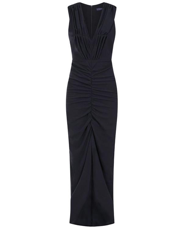 HotSquash Deep V-Neck Ruched Dress