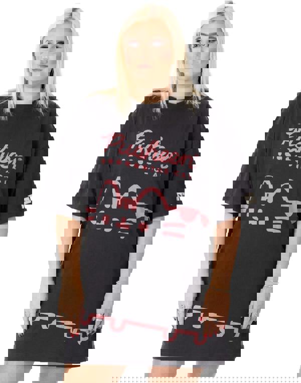 Pusheen Womens Grey Pusheen Character & Logo Print Oversized Short Sleeved T-Shirt