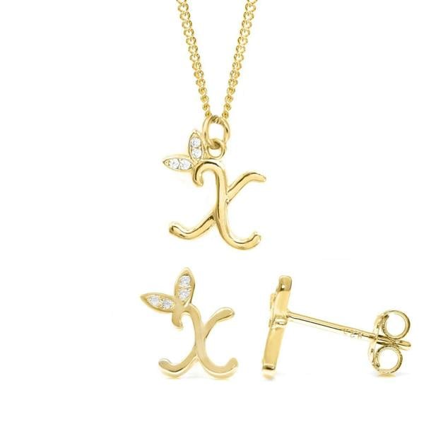 Say It With Dainty Winged Initial Bundle - Yellow Gold