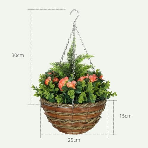 Wyld Haus Conivi Set Of 2 Artificial Lisianthus Hanging Flower Pots In Orange And Green