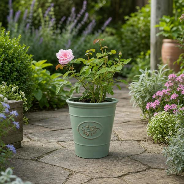 3L Pink Patio Rose Outdoor Garden Rose in Decorative Pot