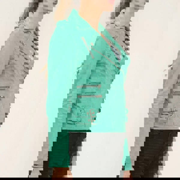 Leather Company Women's Real Lamb Nappa Leather Vintage Biker Jacket