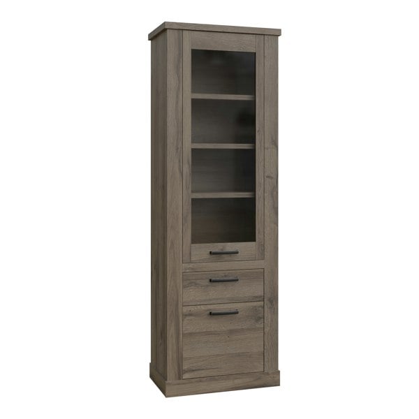 Furniture To Go Corona Narrow Display Cabinet in Tabak Oak