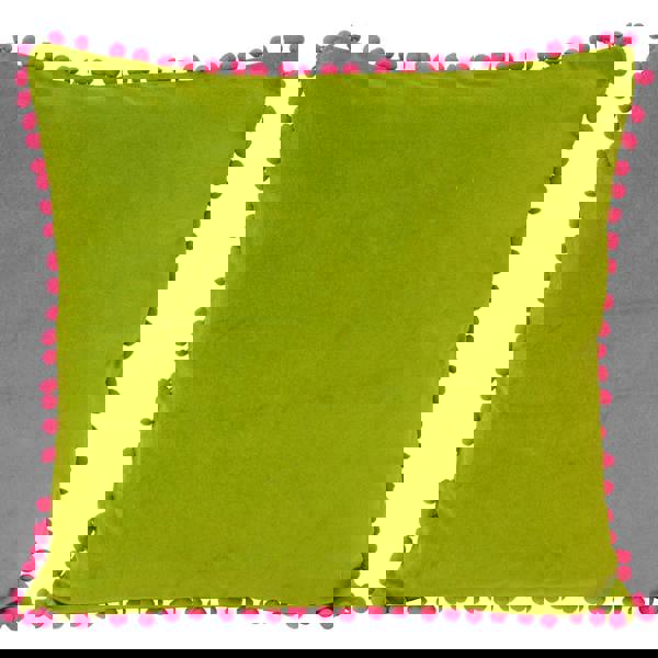 Riva Home Velvet Pompom Cushion Cover - Green/Fuchsia