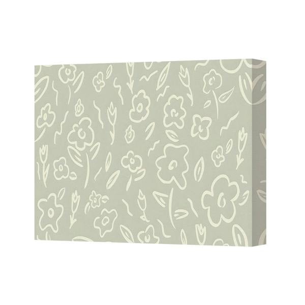 Benjamin Tate Design Floral Pattern Canvas Wall Art Light Beige Background