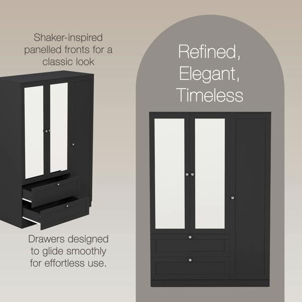Vida Designs Altino 3 Door 2 Drawer Mirrored Wardrobe