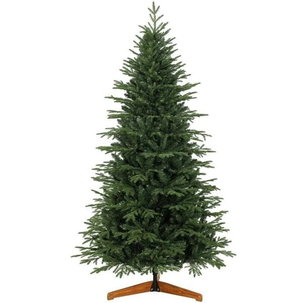 Bobobiy 7ft Artificial Christmas Tree Full Hinged Xmas Tree Solid Pine Wood Stand, Green