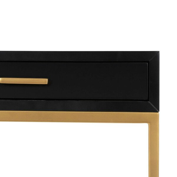 Wyld Haus Murano Black Gloss and Gold One Drawer Bedside Table