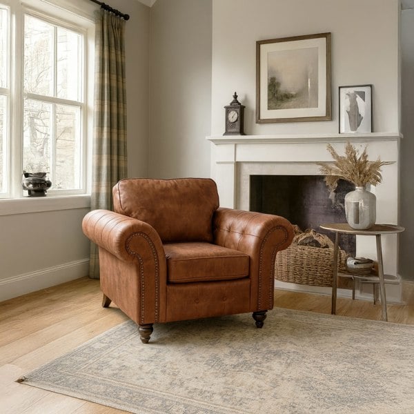Furnishings For Less Oakland Chesterfield Leather Armchair