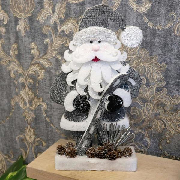 32cm Grey Santa Tabletop Christmas Decoration with Glitter Detail and Foam Construction image 7