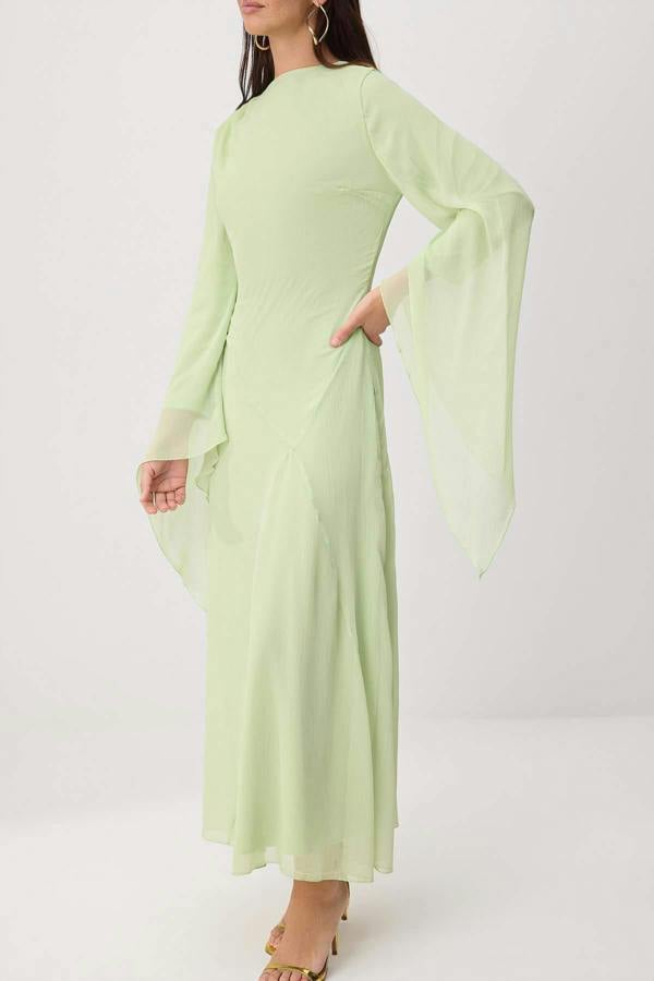 Princess Sleeve Boat Neck Maxi Dress