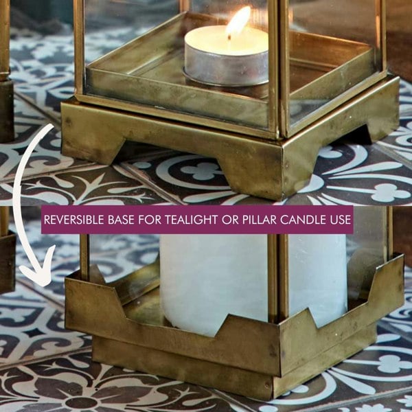 Paper High Antique Brass Candle Lantern
