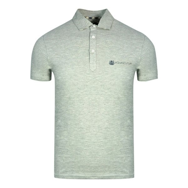 Aquascutum Aldis Crest Block Logo Polo Shirt - Grey