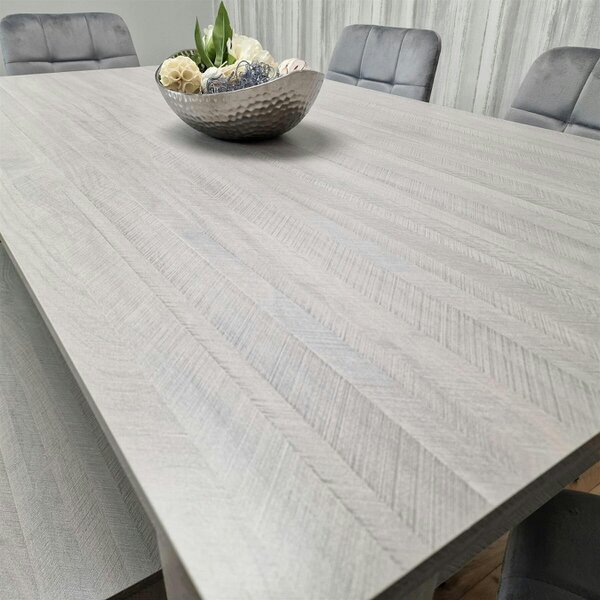 Kosy Koala Modern Grey Rectangle Dining Table Set With 4 Grey Velvet Chairs And 1 Grey Bench Dining Room Furniture