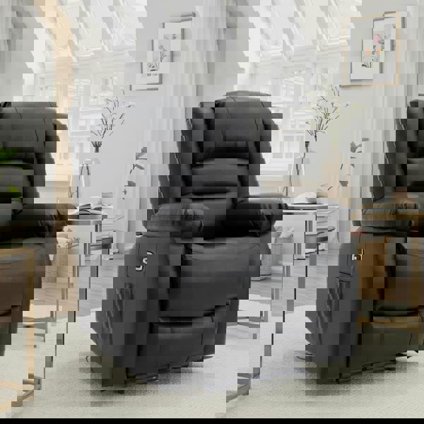 Furnishings For Less Arlo Black or Grey Leather Like Electric Reclining Armchair