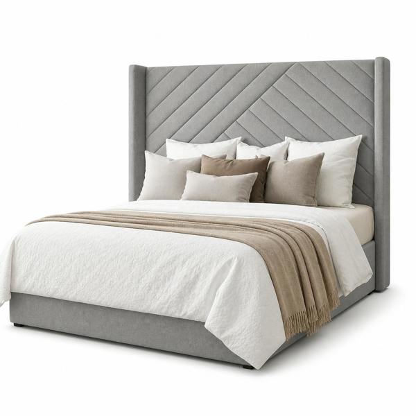 Great British Beds Belfast Winged Divan Ottoman Bed - Silver Plush